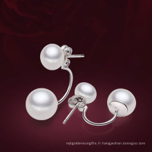 Boucles d&#39;oreilles de perles d&#39;eau douce d&#39;argent de 2014